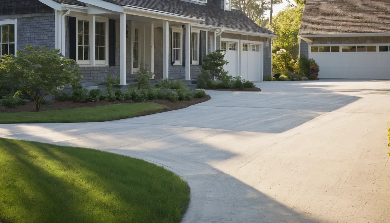 A freshly poured concrete driveway at a family home in Hammonton